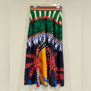Oliphant Sz S Boho Maxi Skirt Multicolor Hand Block Print India Cotton